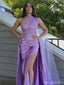 Unique Lavender One-Shoulder Mermaid Long Prom Dress Ideas, Evening Party Dresses, OLP1674