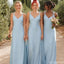 Elegant Blue Spaghetti Strap Sleeveless Mermaid Long Bridesmaid Dresses Online, BG912