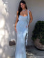 Elegant Blue Spaghetti Strap Mermaid Long Prom Dress Ideas, Evening Party Dresses, OLP1467