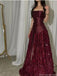 Elegant Red Sweetheart A-Line Long Prom Dress Ideas, Evening Party Dresses, OLP1556