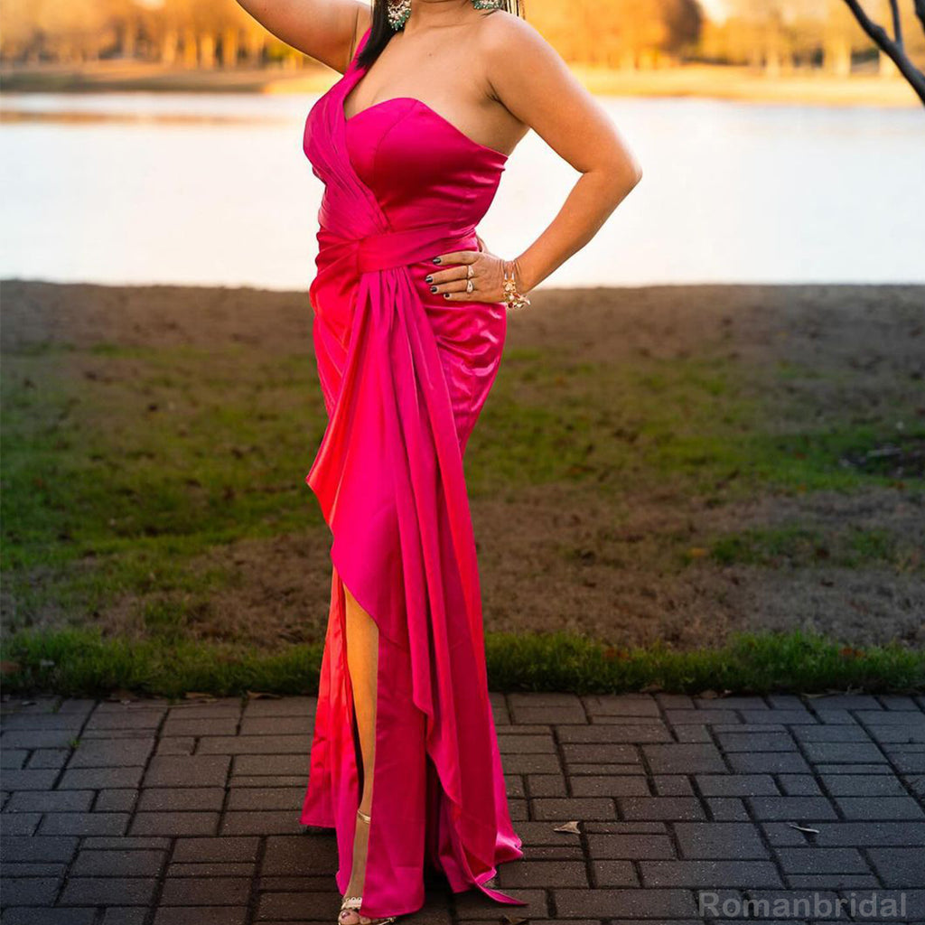Elegant One Shoulder Mermaid Azalea Long Bridesmaid Dresses Online, BG431