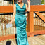 Elegant V-neck Mermaid Sleeveless Jade Satin Long Bridesmaid Dresses Online, BG439