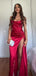 Gorgeous Red Sweetheart Memaid Side Slit Long Prom Dress Ideas, Evening Party Dresses OLP1151