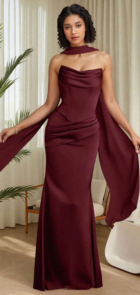 Soft Red Sweetheart Sleeveless Mermaid Satin Bridesmaid Dresses Online, BG863