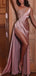 Sexy Pink One-Shoulder Mermaid Side Slit Long Prom Dress Ideas, Evening Party Dresses ,OLP1171