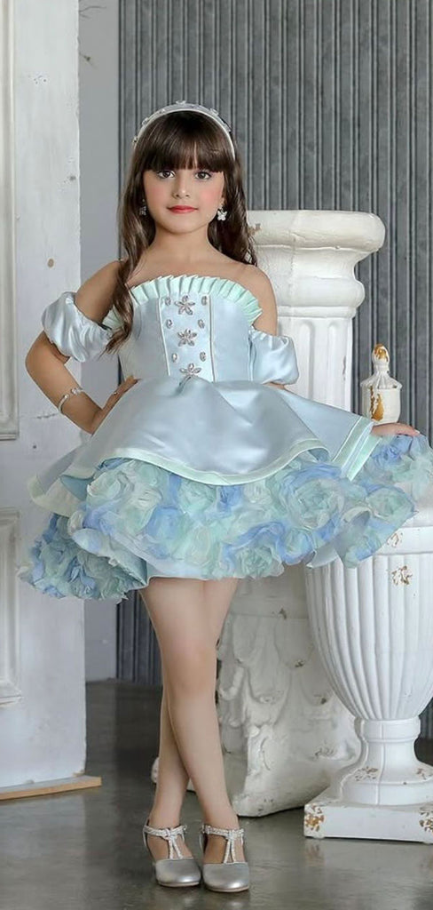 Cute Blue Sweetheart Short A-Line Flower Girl Dress , FGS0035