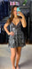 Shiny Spaghetti Strap Sleeveless A-line Sequin Short Homecoming Dresses For Party,HD1139