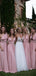 Sexy Pink V-Neck Sleeveless A-Line Long Bridesmaid Dresses Online, BG868