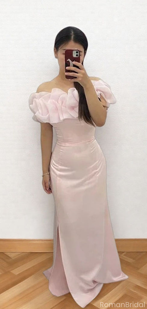 Elegant Floral Pink Off-Shoulder Mermaid Long Prom Dress Ideas, Evening Party Dresses, OLP1455