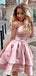 Elegant Pink One-Shoulder Short Sleeveless Homecoming Dresses For Birthday Party,HD1178