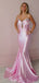 Elegant Pink Spaghetti Strap Mermaid Long Prom Dress Ideas, Evening Party Dresses, OLP1675