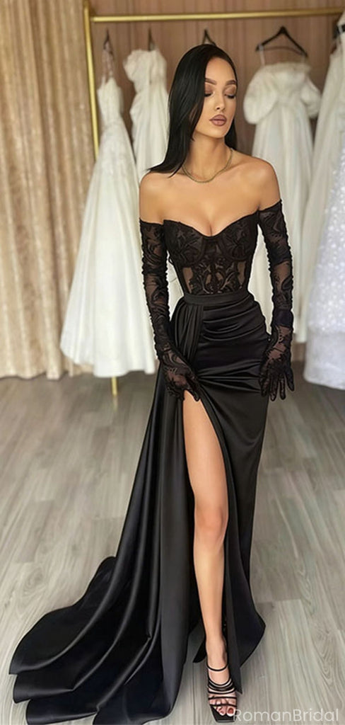 Sexy Black Sweetheart Mermaid Long Prom Dress Ideas, Evening Party Dresses, OLP1580