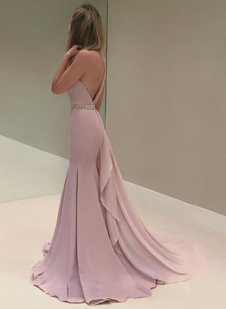 Elegant Pink One-Shoulder Mermaid Long Prom Dress Ideas, Evening Party Dresses, OLP1338