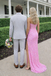 Fancy Sequin Pink Prom Dress Strapless Sparkly Side Slit Shimmering Party Gown,OLP1855