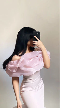 Elegant Floral Pink Off-Shoulder Mermaid Long Prom Dress Ideas, Evening Party Dresses, OLP1455