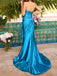Unique Blue Sweetheart Mermaid Side Slit Long Prom Dress Ideas, Evening Party Dresses, OLP1568