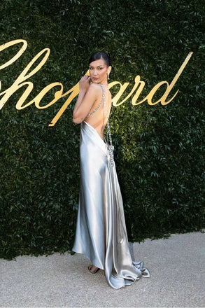 Elegant Silver V-Neck Mermaid Long Prom Dress Ideas, Evening Party Dresses, OLP1316