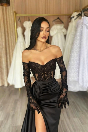 Sexy Black Sweetheart Mermaid Long Prom Dress Ideas, Evening Party Dresses, OLP1580