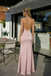 Modern Dusty Rose Satin Prom Dress Cowl Neck Spaghetti Strap Sleeveless Floor-Length,OLP1929