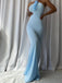 Elegant Blue Halter Mermaid Long Prom Dress Ideas, Evening Party Dresses, OLP1468