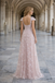 Classy Cap Sleeve Prom Gown Square Neck A-Line Tulle Dress with Floral Beads,OLP1902