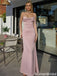 Modern Dusty Rose Satin Prom Dress Cowl Neck Spaghetti Strap Sleeveless Floor-Length,OLP1929