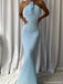 Elegant Blue Halter Mermaid Long Prom Dress Ideas, Evening Party Dresses, OLP1468