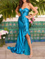 Unique Blue Sweetheart Mermaid Side Slit Long Prom Dress Ideas, Evening Party Dresses, OLP1568