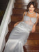 Shiny Silver Spaghetti Strap Mermaid Long Prom Dress Ideas, Evening Party Dresses, OLP1394