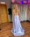 Elegant Spaghetti Straps A-line Satin Long Prom Dresses Online, OL717