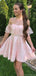 Cute Pink Off-Shoulder Short Sleeveless Homecoming Dresses For Birthday Party,HD1177
