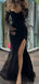Sexy Black Long Sleeve Mermaid Long Prom Dress Ideas, Evening Party Dresses, OLP1648