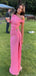 Elegant Pink One-Shoulder Mermaid Side Slit Long Prom Dress Ideas, Evening Party Dresses, OLP1469