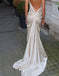 Elegant White Spaghetti Strap Mermaid Long Prom Dress Ideas, Evening Party Dresses, OLP1595