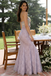 Elegant Lavender Lace Prom Dress Floral Applique Bodice Mermaid Formal Gown,OLP2023