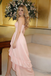 Classy Pink Chiffon High Low Prom Dress Ruffled Sleeveless A-Line Party Gown,OLP2159