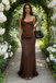 Unique Brown Mesh Prom Dress Strapless Cutout Sheer Illusion Gala Gown,OLP1975