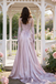 Classy Pink Satin Prom Dress Lavender Ruched Sleeveless Gown with Matching Gloves,OLP1945