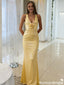 Unique Yellow V-Neck Sequin Mermaid Prom Dress,Evening Party Dress,OLP1959