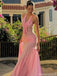Elegant Pink V-Neck Mermaid Long Prom Dress Ideas, Evening Party Dresses, OLP1662