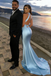 Sexy Ice Blue Satin Mermaid Prom Dress Elegant Ruched Halter Neck Formal Gown,OLP2160