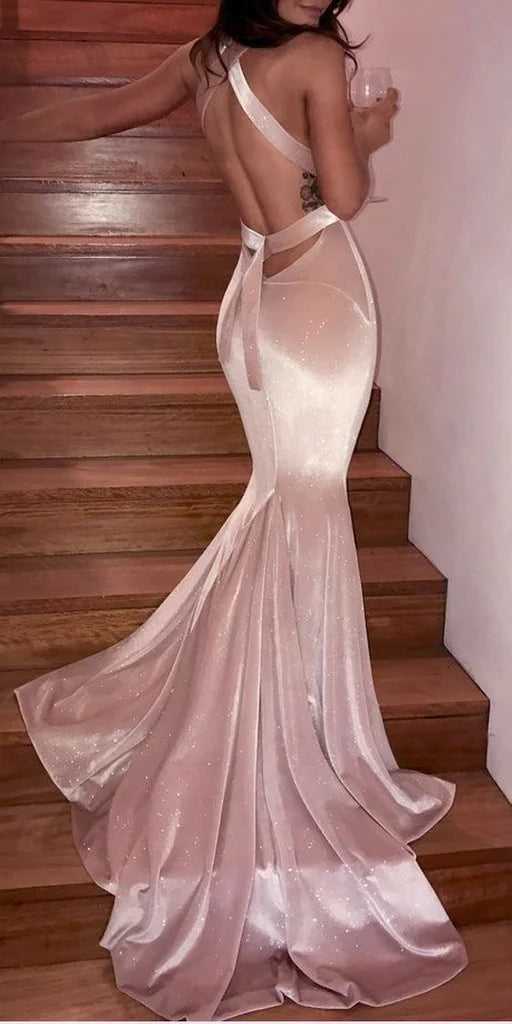 Sexy Pink V-Neck Mermaid Long Prom Dress Ideas, Evening Party Dresses, OLP1596