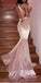 Sexy Pink V-Neck Mermaid Long Prom Dress Ideas, Evening Party Dresses, OLP1596