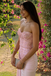 Fancy Pink Strapless Sequin Corset Formal Dress with Elegant Draped Skirt,OLP1989