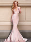 Sexy Pink V-Neck Mermaid Long Prom Dress Ideas, Evening Party Dresses, OLP1596