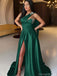 Elegant Green One-Shoulder Mermaid Long Prom Dress Ideas, Evening Party Dresses, OLP1677
