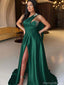 Elegant Green One-Shoulder Mermaid Long Prom Dress Ideas, Evening Party Dresses, OLP1677