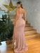 Sparkly Pink Sweetheart Mermaid Side Slit Long Prom Dress Ideas, Evening Party Dresses, OLP1678