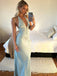 Sexy V-neck Sleeveless Mermaid Satin Evening Prom Dresses Online, OLP1034