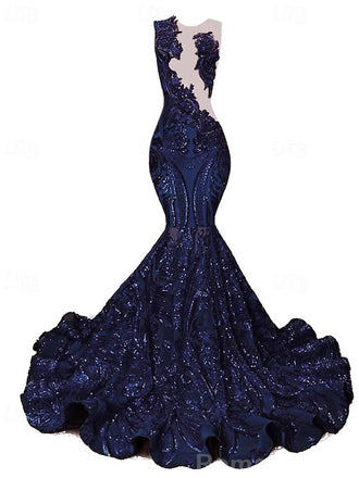 Elegant Sleeveless Mermaid Beading Evening Prom Dress Online, OL079